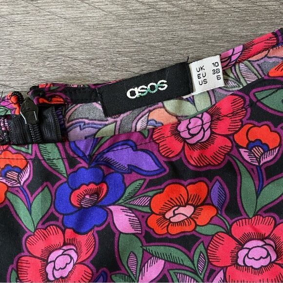 ASOS Romper Floral Red Purple Party Feminine Boho Size 6 - Picture 4 of 12